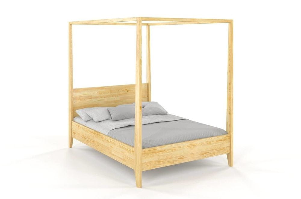 eoshop Drevená posteľ s baldachýnom CANOPY, borovica (Rozmer: 120x200 cm, Farba: Prírodná)