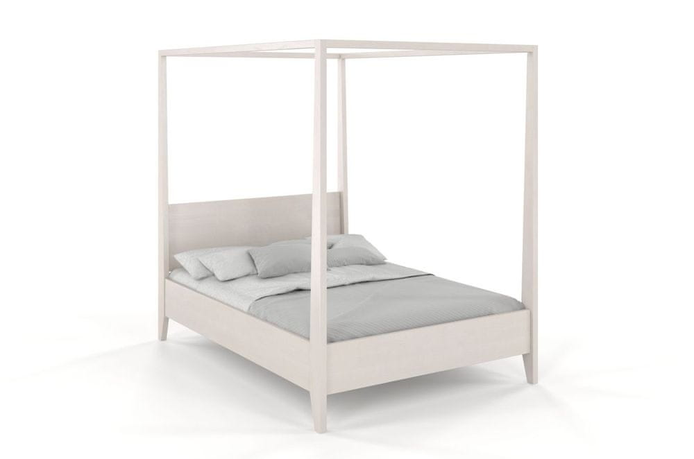 eoshop Drevená posteľ s baldachýnom CANOPY, borovica (Rozmer: 120x200 cm, Farba: Biela)