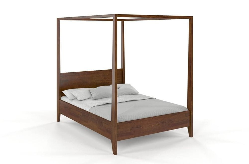 eoshop Drevená posteľ s baldachýnom CANOPY, borovica (Rozmer: 180x200 cm, Farba: Orech)