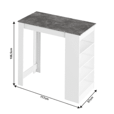 KONDELA Barový stôl, biela / betón, 117x57 cm, Austen