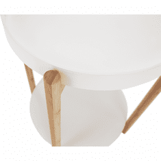 KONDELA Príručný stolík s odnímateľnou táckou, biela / prírodná, KABRA