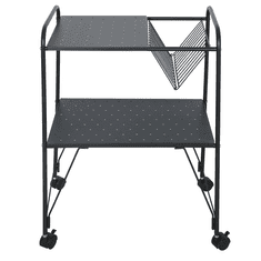 KONDELA Príručný stolík pojazdný, viacúčelový, kov / plast, čierna, KORETE