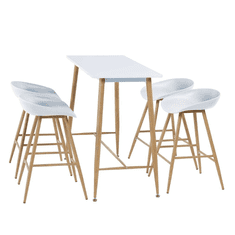 KONDELA Barový stôl, biela / buk, 110x50 cm, DORTON