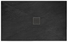 REA BLACK ROCK- Akrylátová sprchová vanička 80 x 120 x 3,5 cm + sifón, čierna, REA-K4579