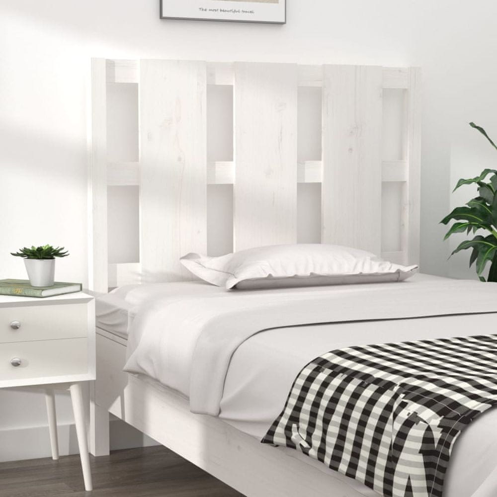 Vidaxl Čelo postele, biele, 95,5x4x100 cm, masívne borovicové drevo