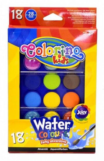 Colorino Vodové farby veľké pozdro 18 farieb s 2 štetcami