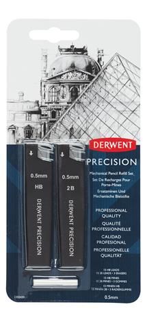 DERWENT Grafitová tuha "Precision", sada HB, 2B, 0,5 mm, 2302430