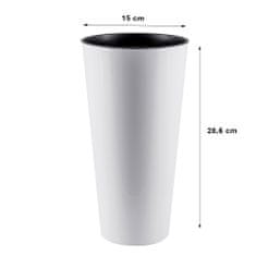 Prosperplast Prosperplast Kvetináč Tubus Slim Shine 15 X 28,6 Cm, Biely + Vložka