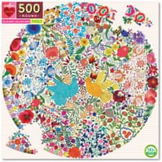 eeBoo Okrúhle puzzle Modrý a žltý vtáčik 500 dielikov