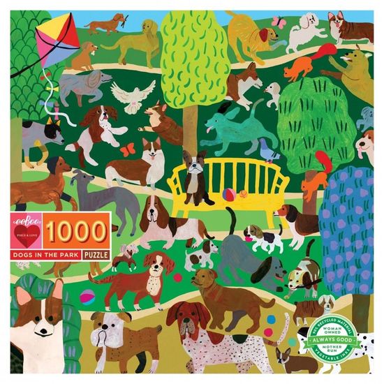 eeBoo Štvorcové puzzle Psy v parku 1000 dielikov