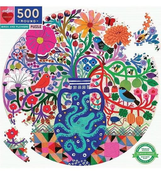 eeBoo Okrúhle puzzle Vtáčiky s kvetinami 500 dielikov