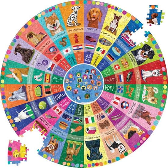 eeBoo Okrúhle puzzle Psy z celého sveta 500 dielikov