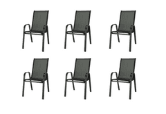 IWHOME Záhradná stolička VALENCIA 2 čierna, stohovateľná IWH-1010010 sada 6ks