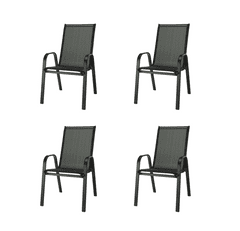 IWHOME Záhradná stolička VALENCIA 2 čierna, stohovateľná IWH-1010010 sada 4ks