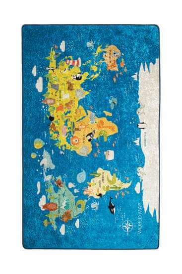 Conceptum Hypnose Detský koberec World Map 100x160 cm modrý