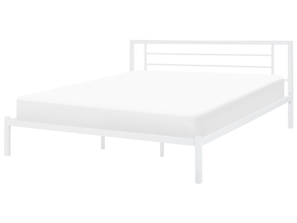 Beliani Biela kovová posteľ s rámom CUSSET 180x200 cm