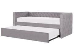 Beliani Výsuvná posteľ v sivom zamate 90 x 200 cm GASSIN
