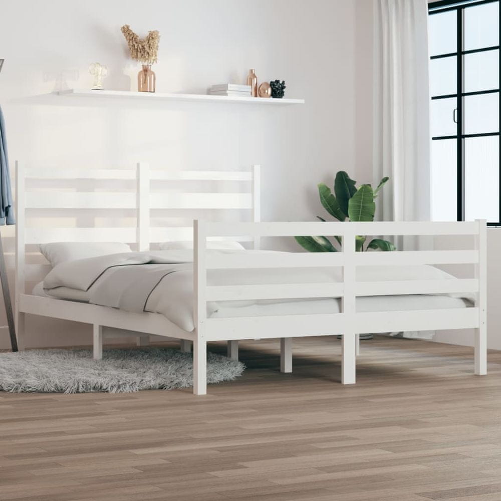 Vidaxl Rám postele, masívne borovicové drevo, 140 x 200 cm, biely
