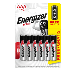 Energizer Mikrotužkové batérie MAX, 6x AAA, 4 + 2 zadarmo