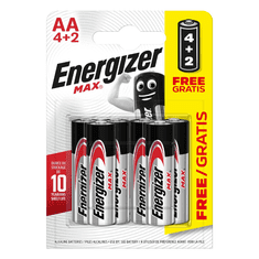 Energizer Tužkové batérie MAX, 6x AA, 4 + 2 zadarmo