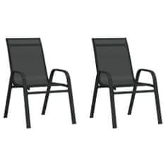 Vidaxl Stohovateľné záhradné stoličky 2 ks čierne textilénová látka