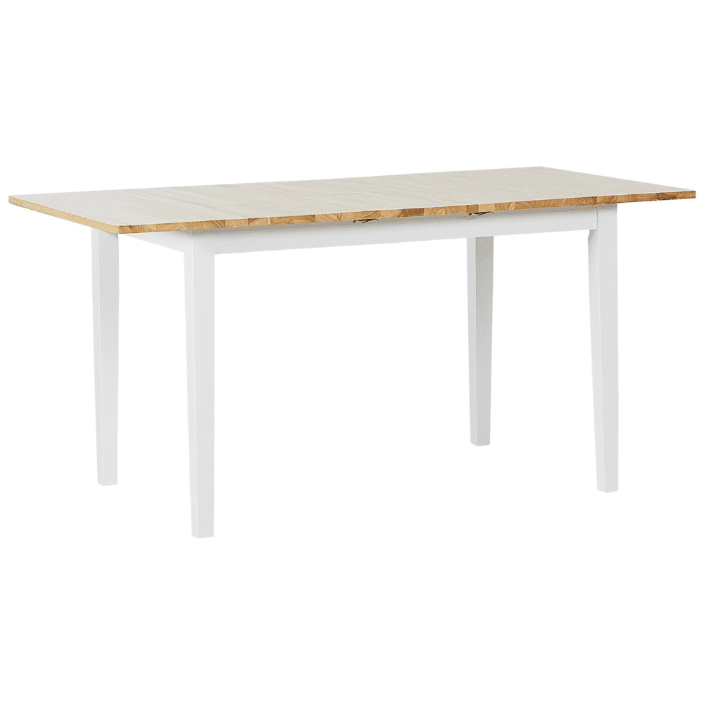 Beliani Rozkladací jedálenský stôl 120/150 x 80 cm svetlé drevo s bielou HOUSTON