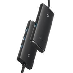 Lite HUB adaptér USB-C - 4x USB 1m, čierny