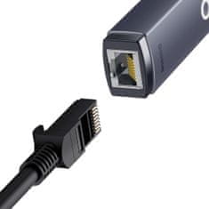BASEUS Lite sieťový adaptér USB-C / RJ45, šedý