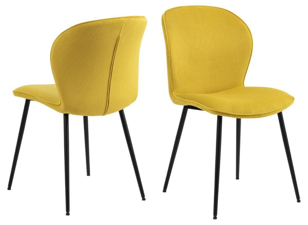 Design Scandinavia Jedálenská stolička Evelyn (SET 2 ks), tkanina, žltá