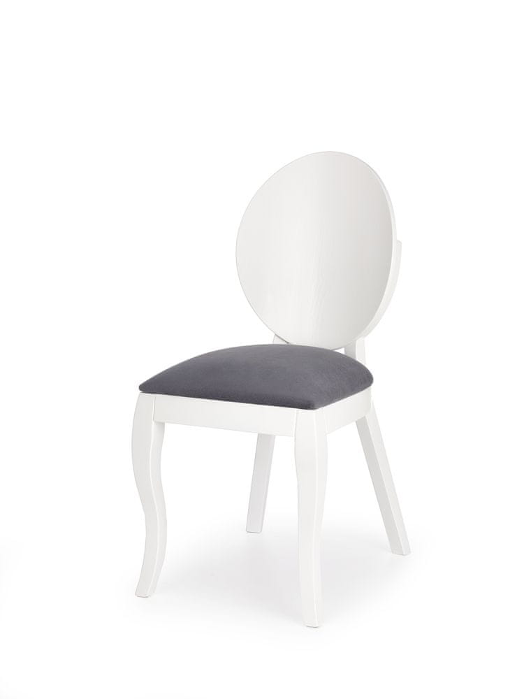 Halmar Drevená stolička Verdi, biela / šedá