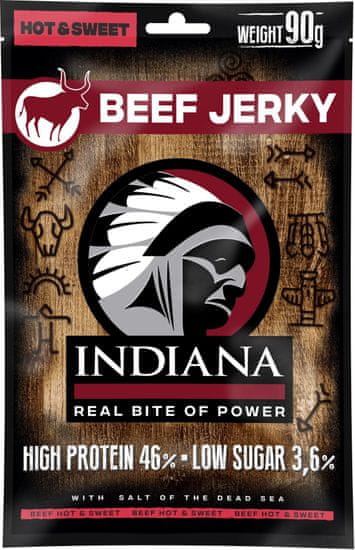 Indiana sušené mäso Jerky hovädzie Hot & Sweet ZIP 90g