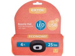 Extol Light Čiapka so svetlom 43455 4x25lm, USB nabíjanie, fluorescenčná oranžová, ECONOMY, univerzálna veľkosť