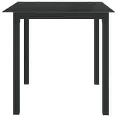 Petromila vidaXL Záhradný stôl, čierny 80x80x74 cm, hliník a sklo