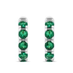 Brilio Silver Drobné strieborné krúžky so zelenými zirkónmi EA481WG