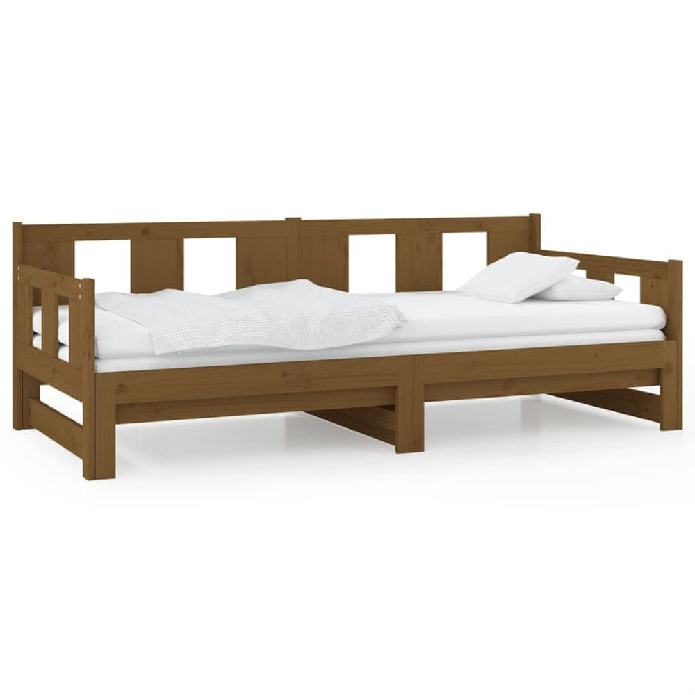 Vidaxl Rozkladacia denná posteľ hnedá borovicový masív 2x(80x200) cm