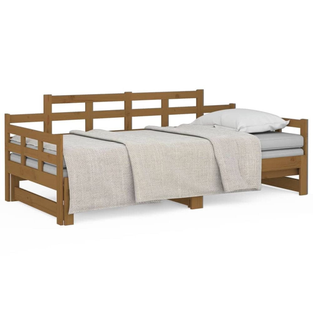 Vidaxl Rozkladacia denná posteľ hnedá borovicový masív 2x(80x200) cm