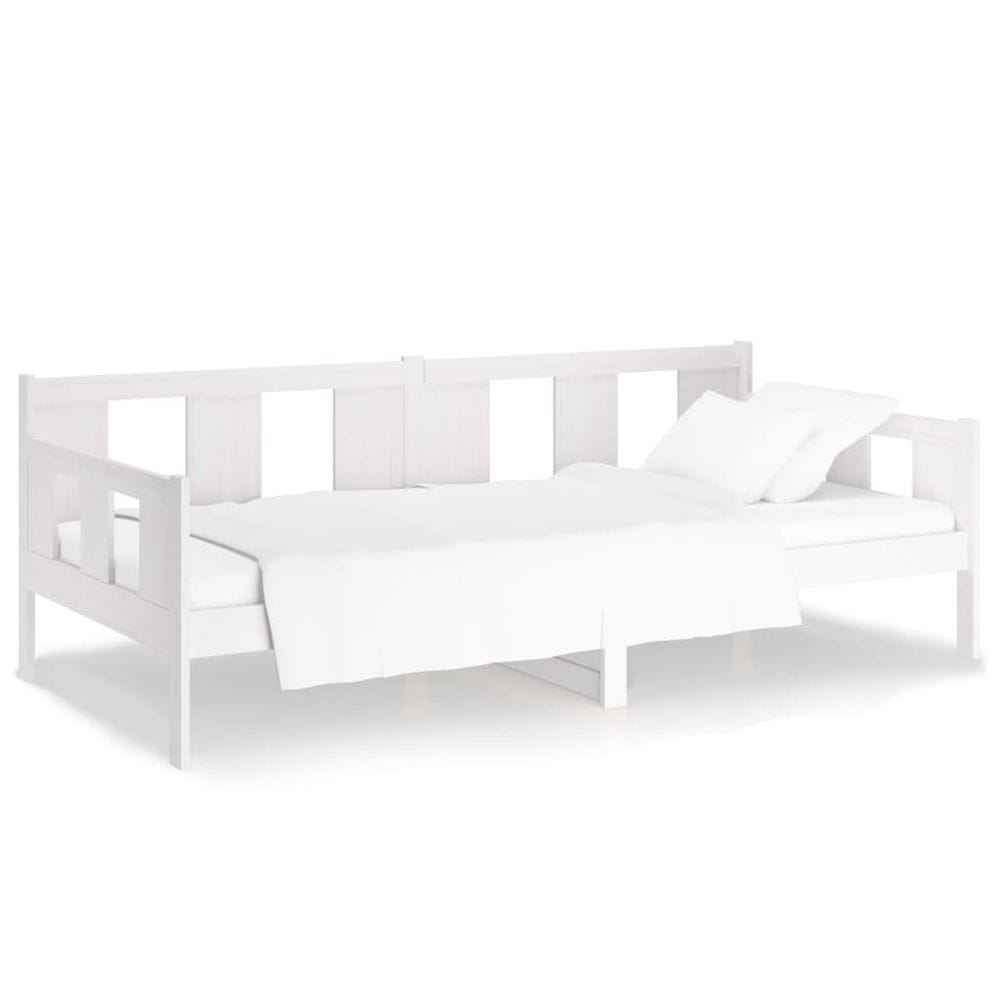 Vidaxl Denná posteľ biela borovicový masív 90x190 cm