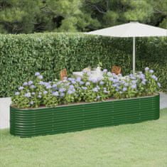 Vidaxl Vyvýšený záhradný záhon práškovaná oceľ 368x80x68 cm zelený