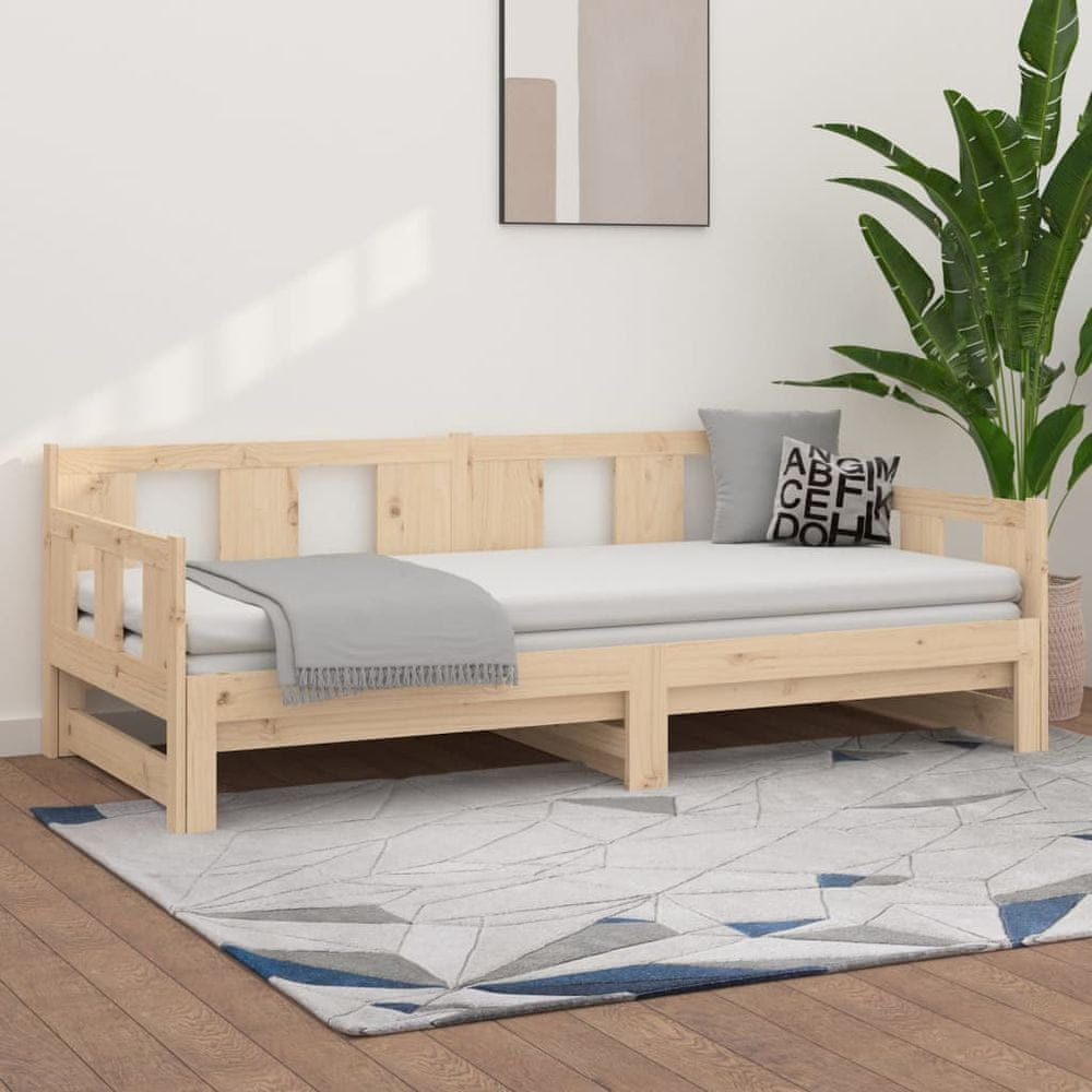 Vidaxl Výsuvná posteľ, masívne borovicové drevo, 2x(90x200) cm