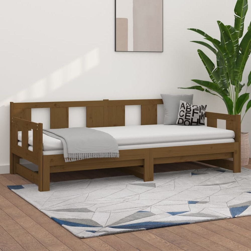 Petromila vidaXL Rozkladacia denná posteľ hnedá borovicový masív 2x(80x200) cm