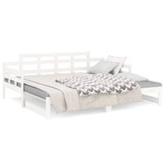 Vidaxl Výsuvná posteľ, biela, masívne borovicové drevo, 2x(80x200) cm