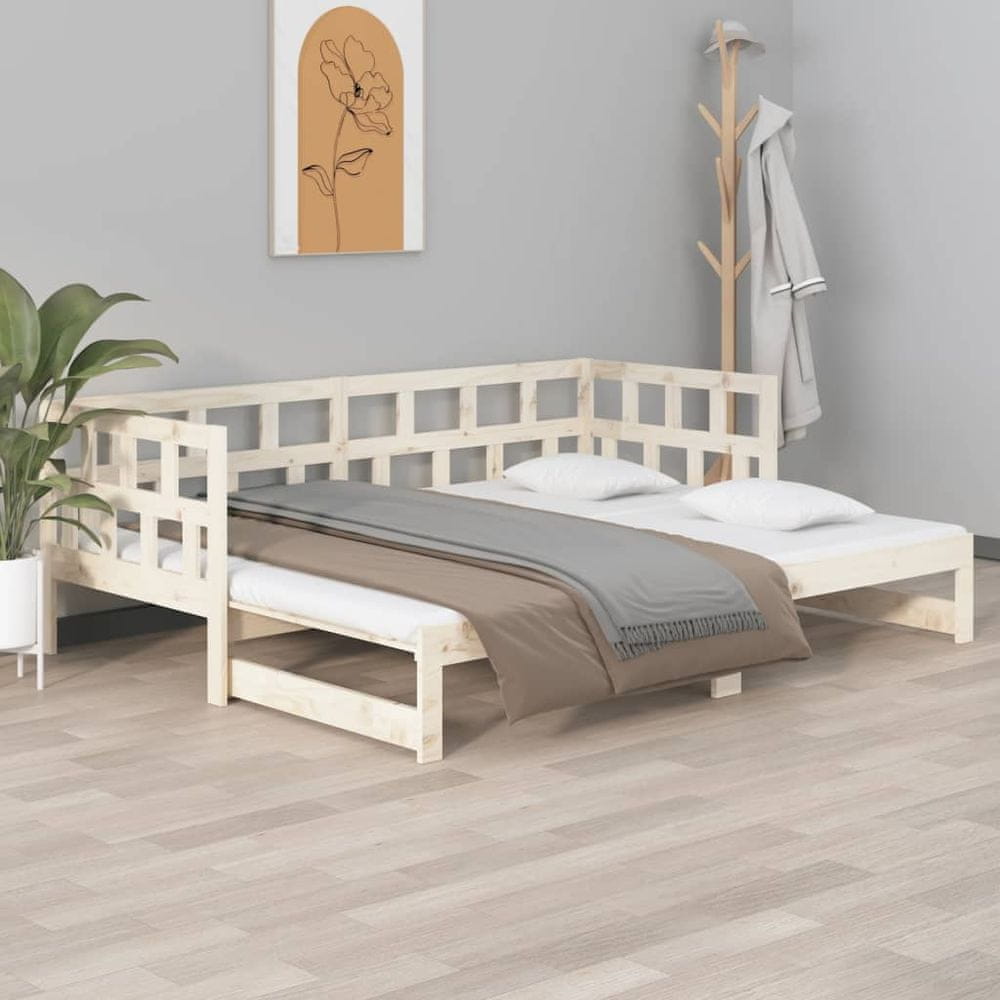Vidaxl Výsuvná posteľ, masívne borovicové drevo, 2x(90x200) cm