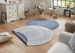 NORTHRUGS Kusový koberec Twin-Wendeteppiche 103104 creme blau – na von aj na doma 140x140 (priemer) kruh