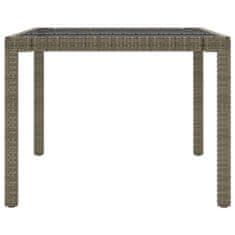 Vidaxl Záhradný stôl sivý 190x90x75 cm tvrdené sklo a polyratan