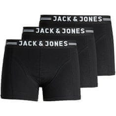 Jack&Jones 3 PACK - pánske boxerky SENSE 12081832 Black Black waistband (Veľkosť L)