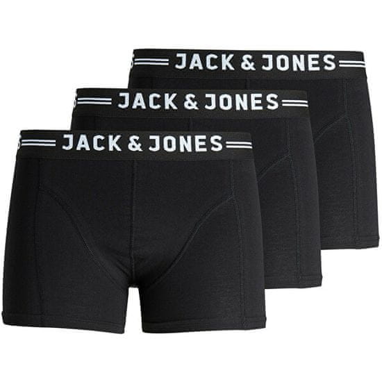Jack&Jones 3 PACK - pánske boxerky SENSE 12081832 Black Black waistband
