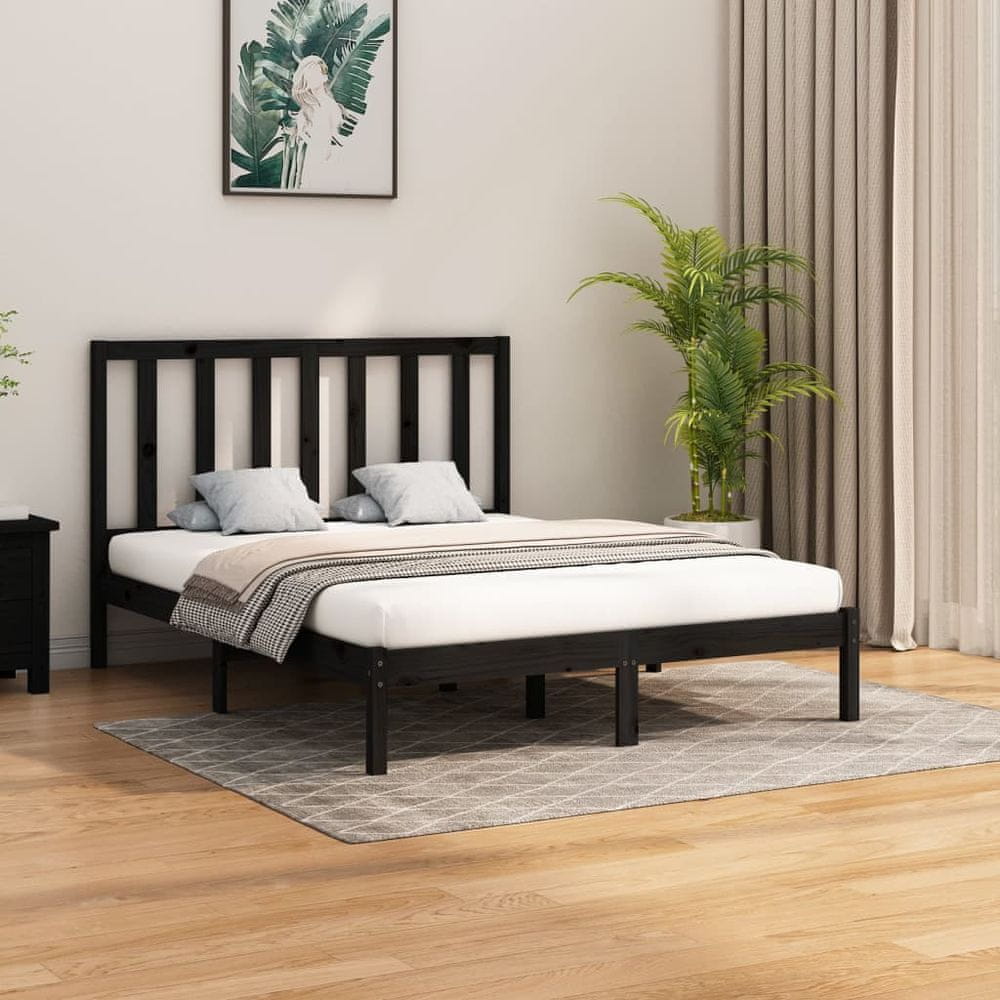 Vidaxl Rám postele, čierny, masívne drevo, 140x200 cm