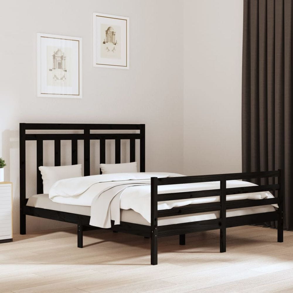 Vidaxl Rám postele, čierny, masívne drevo, 160 x 200 cm