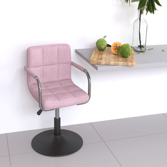 Vidaxl Barová stolička ružová zamatová