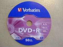 VERBATIM DVD+R 16x 4,7GB spindl 50ks